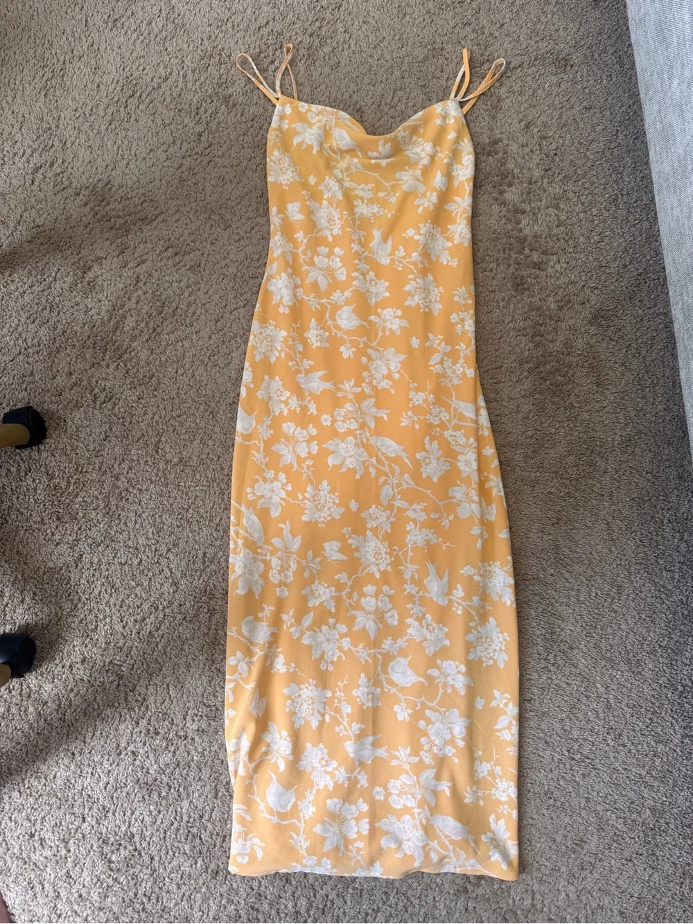 ABERCROMBIE & FITCH Women's Yellow Floral Slip Cowl Neck Summery Dress Small P